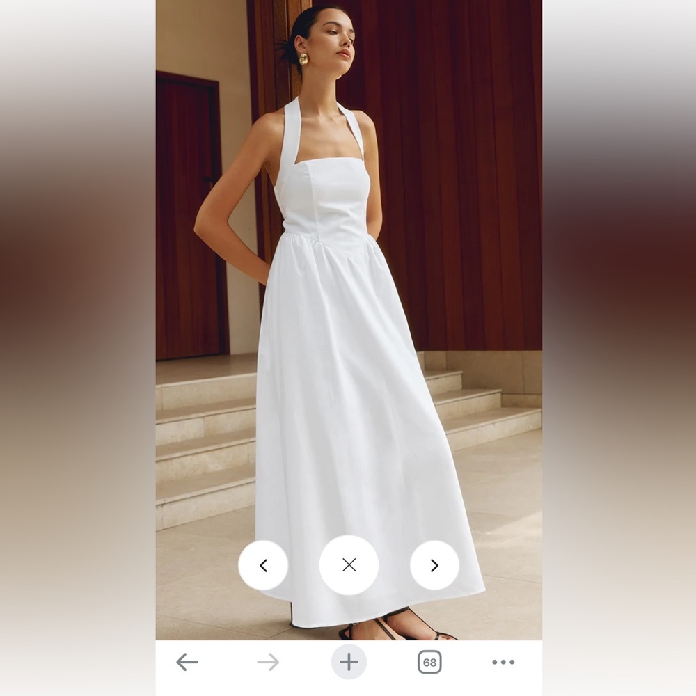 Sold out Commense Cotton & Linen Halter A Line Long Dress